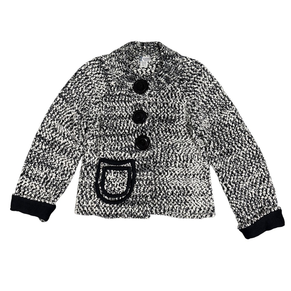 Glenmont Design Black White Knit Cardigan Jacket Small Snap Front Sequin